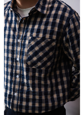 【复古美学泡泡纱格纹】100棉薄款衬衫撞色柔软肌理感百搭基础款