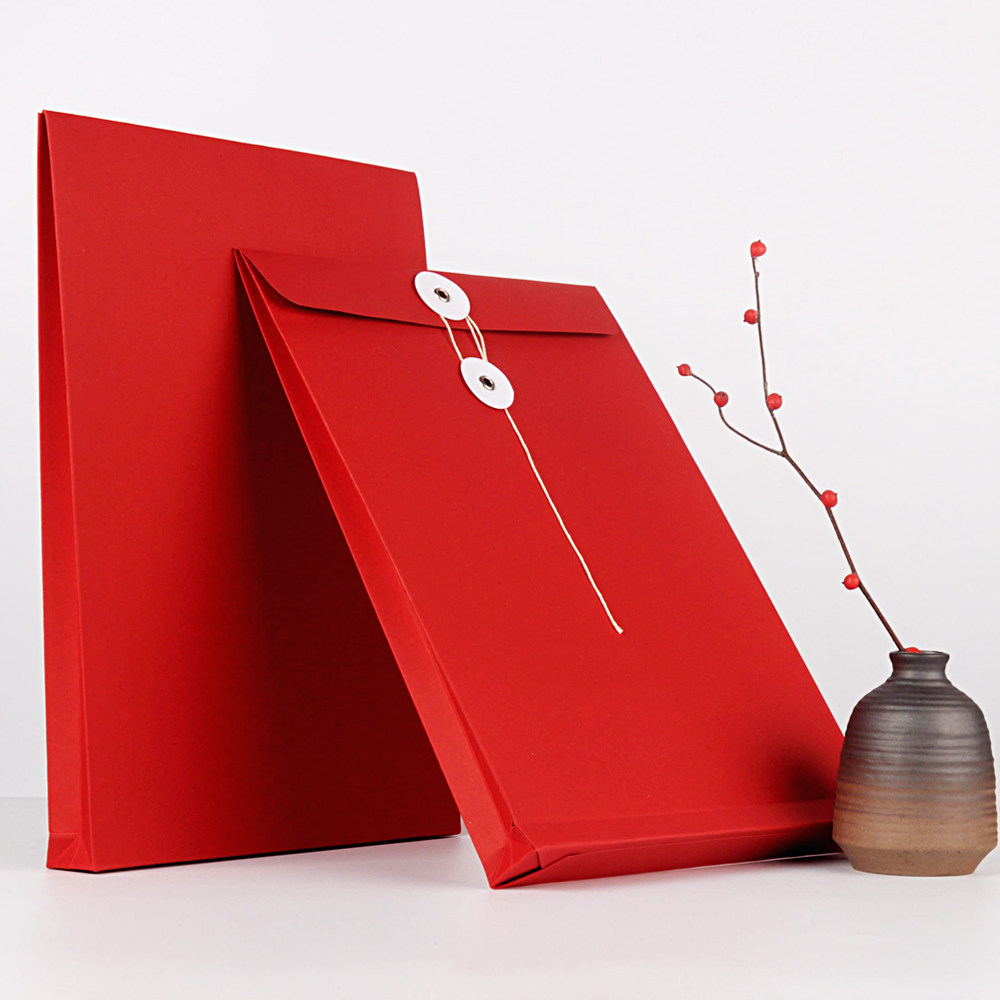 特价现货a4红色档案袋定制logo合同袋文件资料袋定做烫金印刷设计