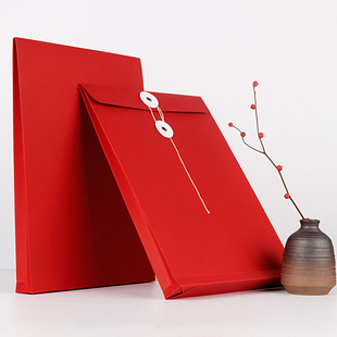 特价现货A4红色档案袋定制logo合同袋文件资料袋定做烫金印刷设计