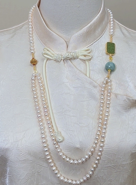 典雅国风大自然气质饰品项链锁骨女富贵感近圆天然淡水珍珠