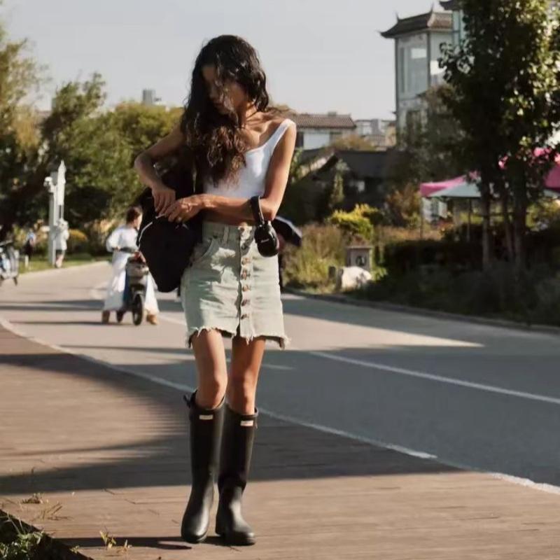 防水防滑耐磨雨鞋欧美四季高筒