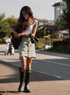 英国大牌H时尚女款remind轻便马靴高筒露营溪流女士潮流雨鞋雨靴