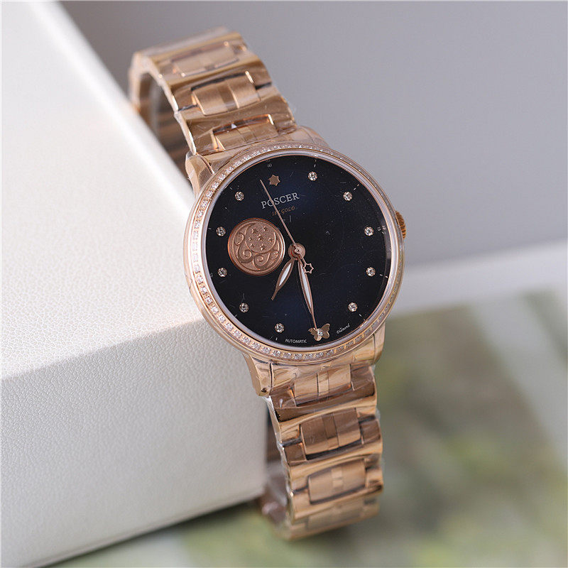 正品poscer宝时捷手表女表女士潮流自动机械表k金真钻保时捷6158