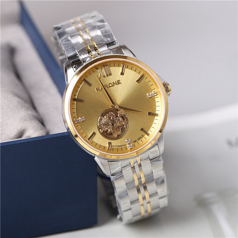 正品RARONE雷诺手表男表女表情侣表18K金表镂空自动机械表880905
