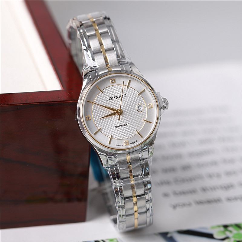 正品johnnie尊尼手表男表女表情侣表石英表超薄简约防水钢带8009