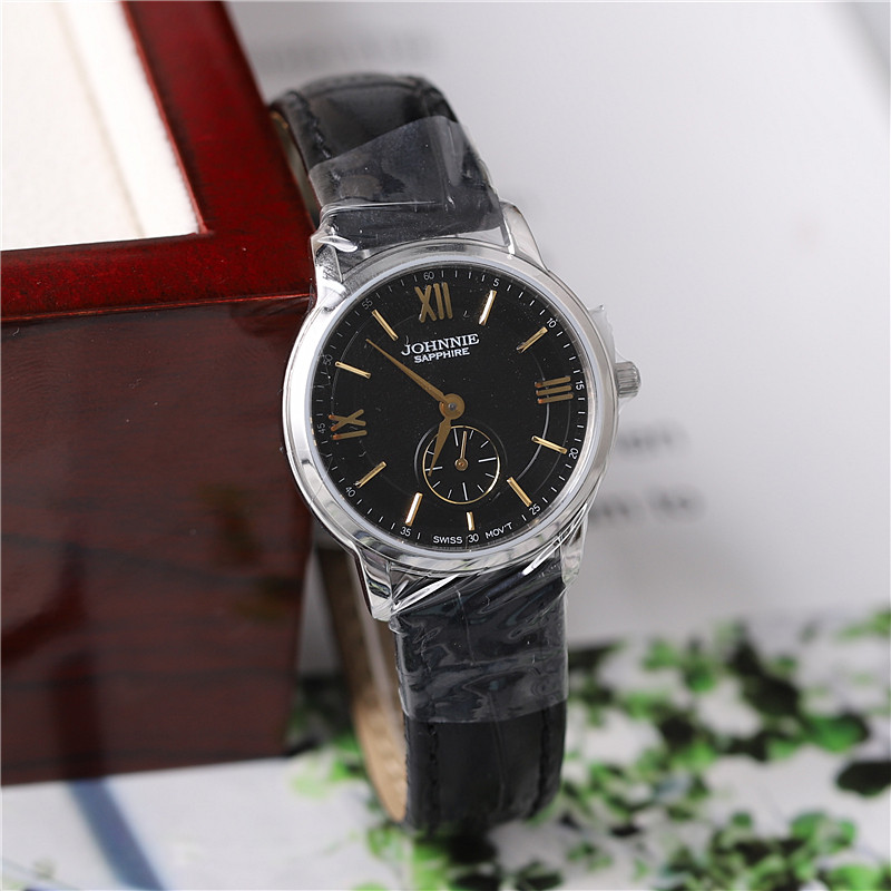 正品johnnie尊尼手表男表女表情侣表石英表简约时尚日历皮带8007