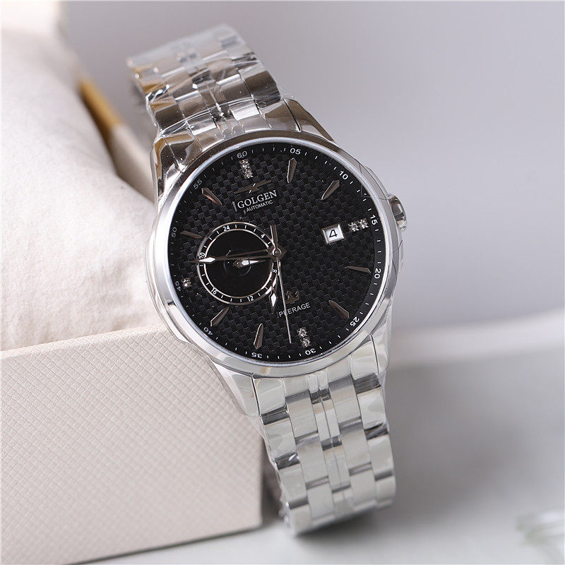 正品golgen古尊手表男表男士自动机械表时尚潮流钢带腕表日历6157