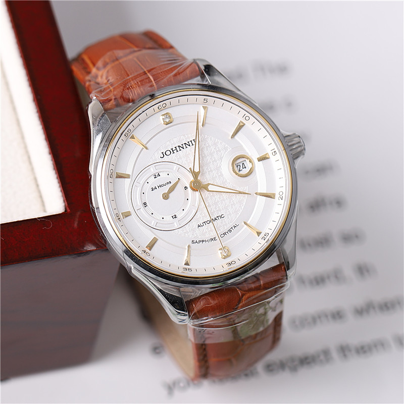 正品johnnie尊尼手表男表男士夜光日历自动机械表时尚潮流9038