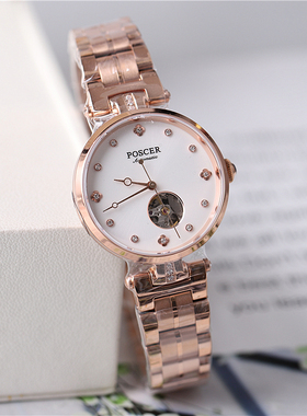 正品poscer宝时捷手表女表女士自动机械表镂空时尚防水保时捷6190