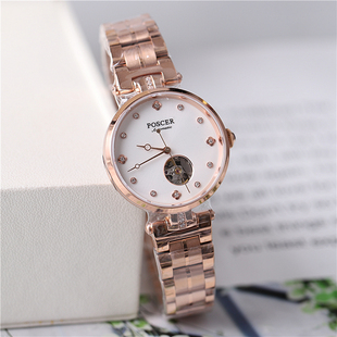 正品poscer宝时捷手表女表女士自动机械表镂空时尚防水保时捷6190