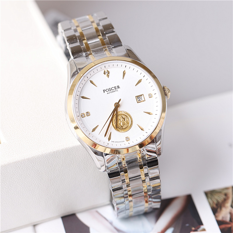 宝时捷情侣全自动机械表蓝宝石