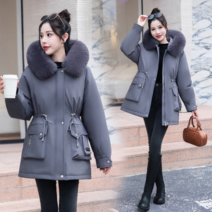 2024冬季收腰显瘦大码短款可拆内胆羽绒棉派克服棉衣外套棉服女