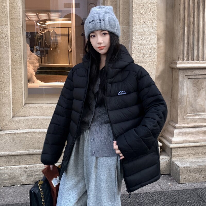 冬季新款薄款连帽羽绒棉韩版宽松大码休闲棉衣外套女显瘦棉服棉袄