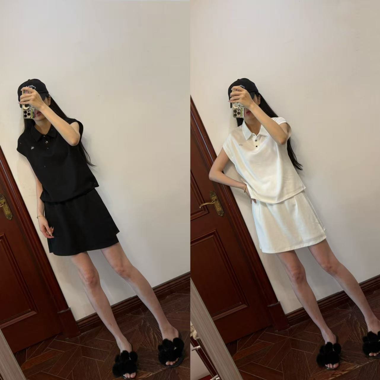 MCHIC | 小众设计 休闲运动坎肩式polo背心+网球裙裤套装