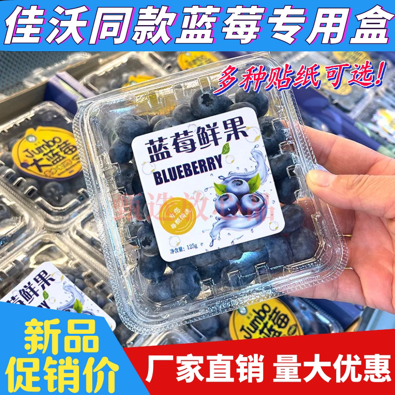 现货佳沃同款蓝莓盒125g带贴纸透明塑料水果包装盒一次性蓝莓盒子