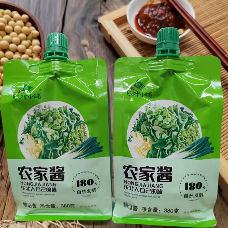 叶小铺农家酱380g东北大酱农村笨酱蘸酱菜黄豆酱炒炖调味酱拧嘴装