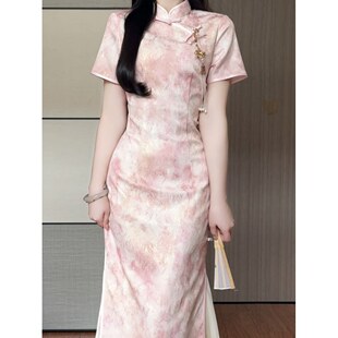 新中式国风旗袍2026年春夏季新款粉色改良中式连衣裙年轻少女气质