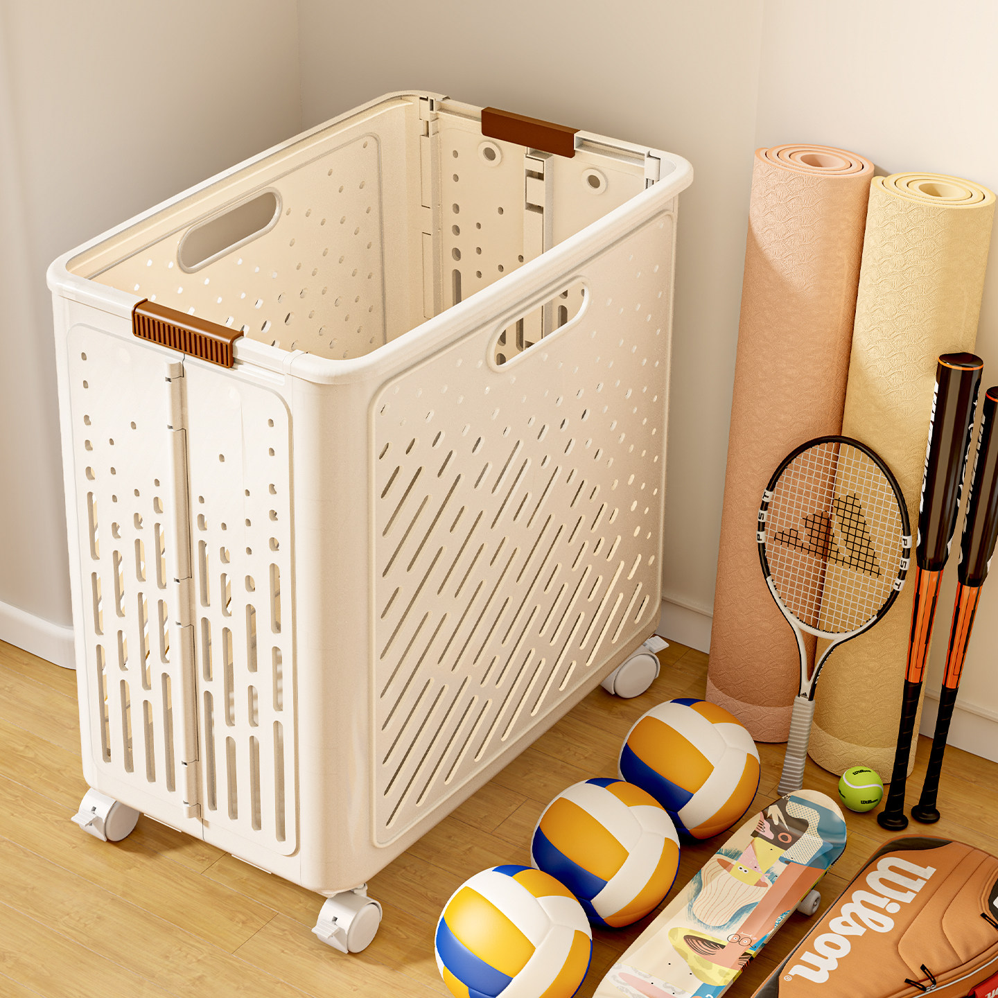 健身器材收纳家用带轮瑜伽垫收纳神器体育用品置物架羽毛球收纳架,收纳整理,运动器材收纳用具,淘宝优惠券,粉丝福利购,淘宝优惠卷