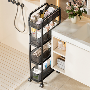 门后夹缝置物架窄缝收纳柜小推车铁架子超窄厨房超薄卫生间收纳架