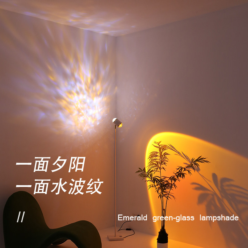 月芒客厅沙发旁水波纹创意落地灯
