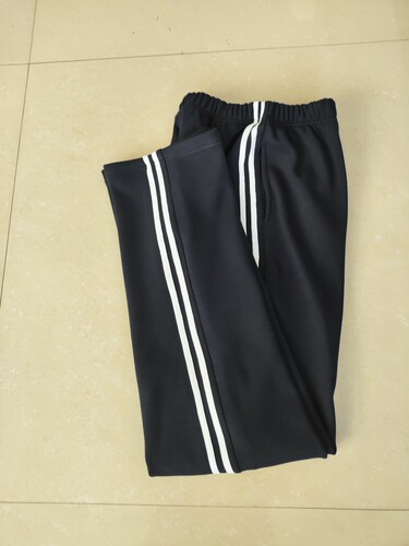 定制春夏秋冬加绒深藏青全棉经典白双杠款宽松运动裤男女校服长裤