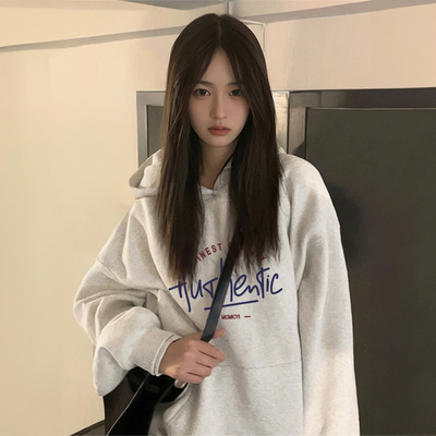 灰色连帽卫衣女外套2025