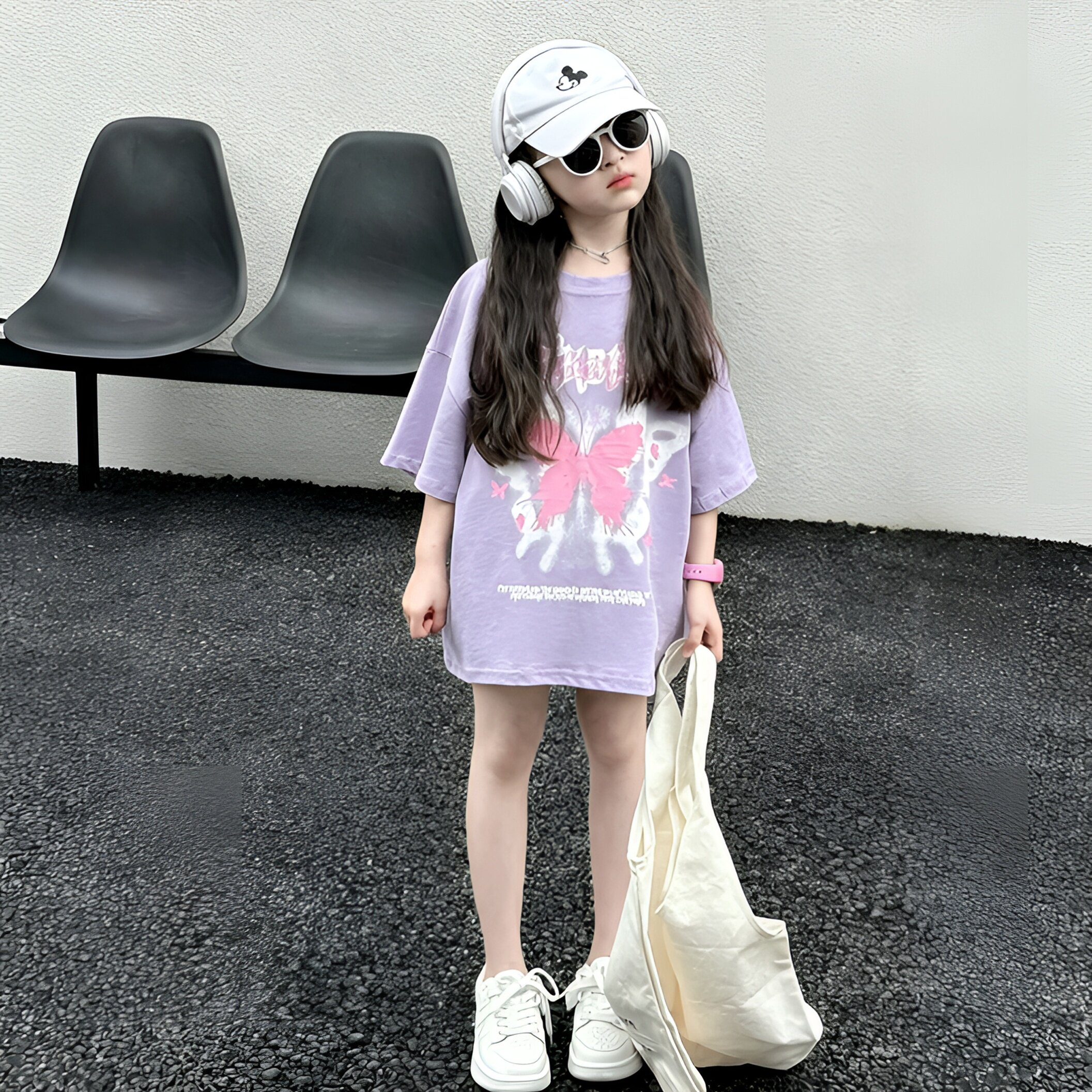 女童遮屁股中长款夏季t恤纯棉潮