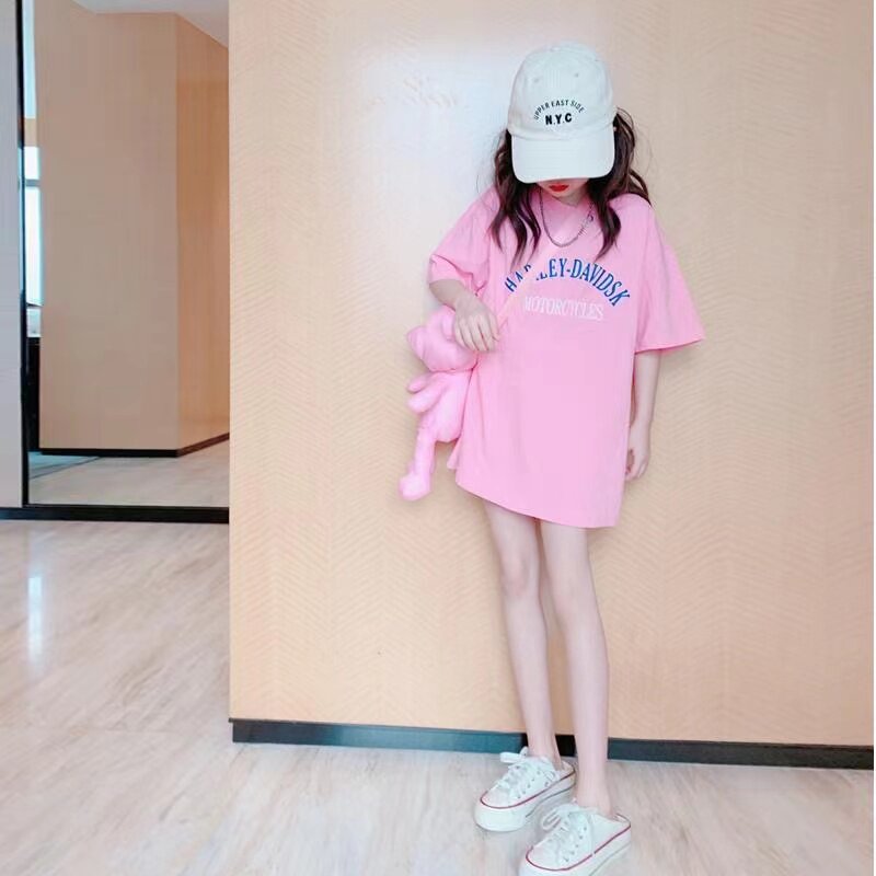 女童纯棉短袖t恤2025新款韩版洋气女孩大童夏季时髦网红宽松上衣