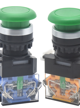 22mm瑞沃尔LA38-11M蘑菇头点动自复位按钮开关大小头红绿色