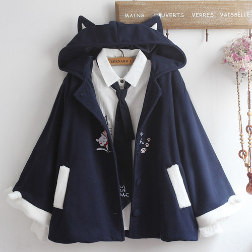 斗篷毛呢法兰绒常规款日系