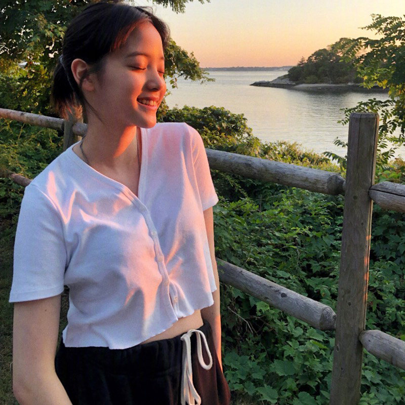 欧阳娜娜同款纯棉白色短款短袖T恤女夏v领打底衫开衫上衣露脐衣服|ruв категории Женская одежда, женской одежды - от Buy2taobao.com для оказания профессиональной услуги покупки агента Taobao