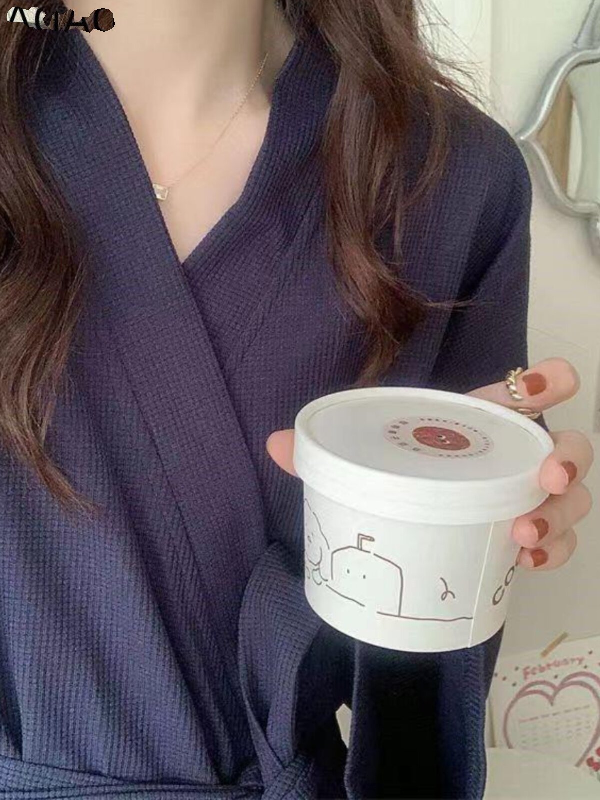 INTERNET CELEBRITY WAFFLE MORNING GOWN FOUR SEASONS LONG SWEET INS WOMENS SIMPLE PURE DESIRE STYLE NIGHTGOWN 2023 NEW LOUNGEWEAR