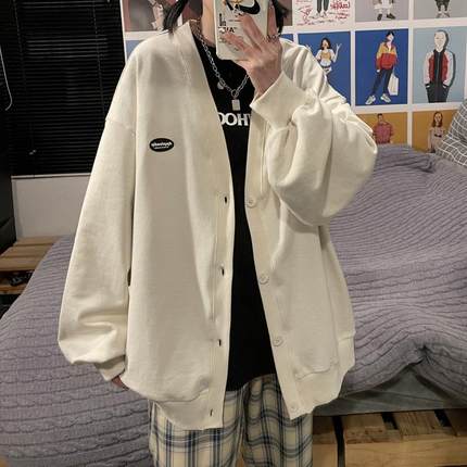 oversize卫衣女春秋薄款2021年新款宽松慵懒风开衫上衣外套ins潮