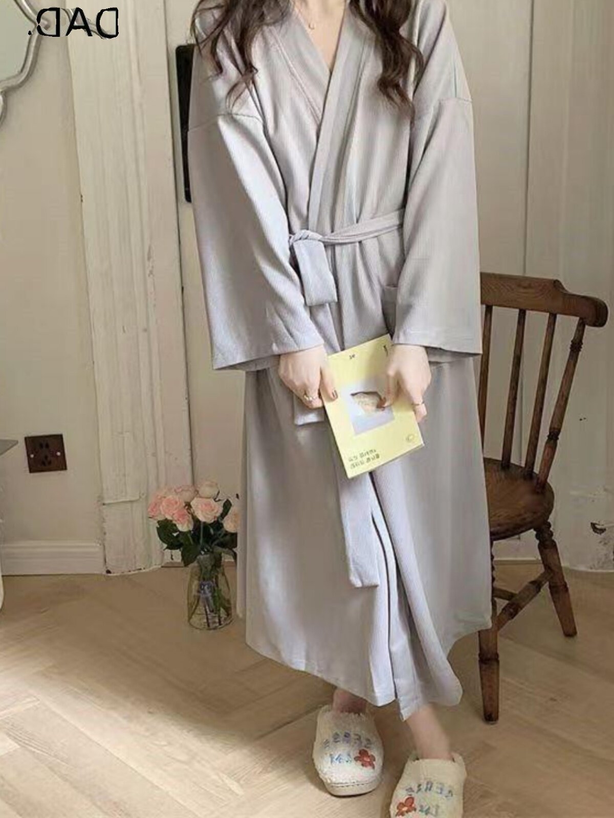 INTERNET CELEBRITY WAFFLE MORNING GOWN FOUR SEASONS LONG SWEET INS WOMENS SIMPLE PURE DESIRE STYLE NIGHTGOWN 2023 NEW LOUNGEWEAR