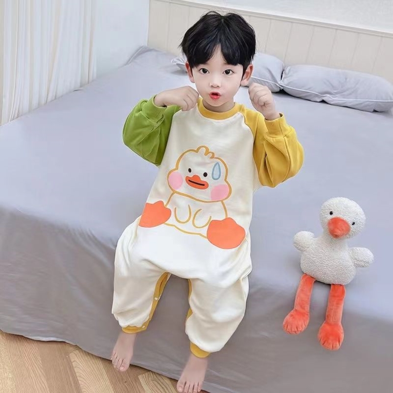 儿童连体睡衣春秋季长袖保暖睡袋婴儿爬服宝宝秋冬德绒防踢家居服