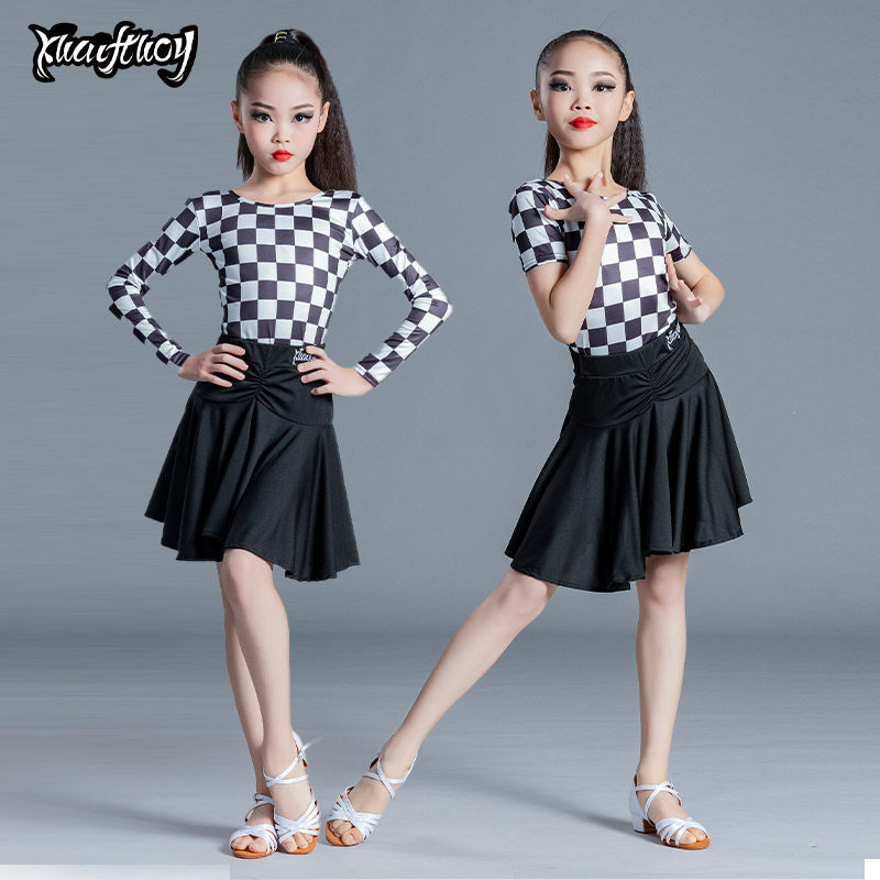 儿童拉丁舞服装女童长短袖分体拉丁练功表演服少儿拉丁舞裙训练服