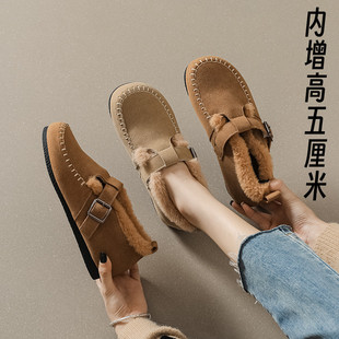 小个子32码33码34码内增高小码加绒保暖厚底皮毛大头单鞋毛毛女