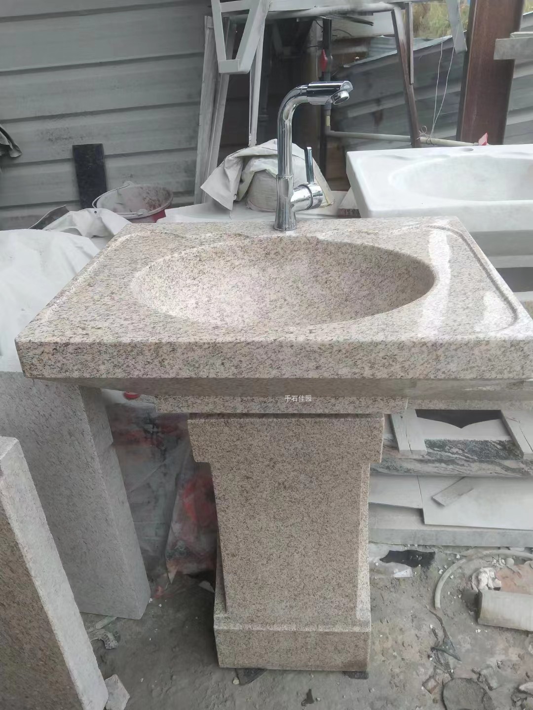 天然台面洗脸盆落地式艺术石