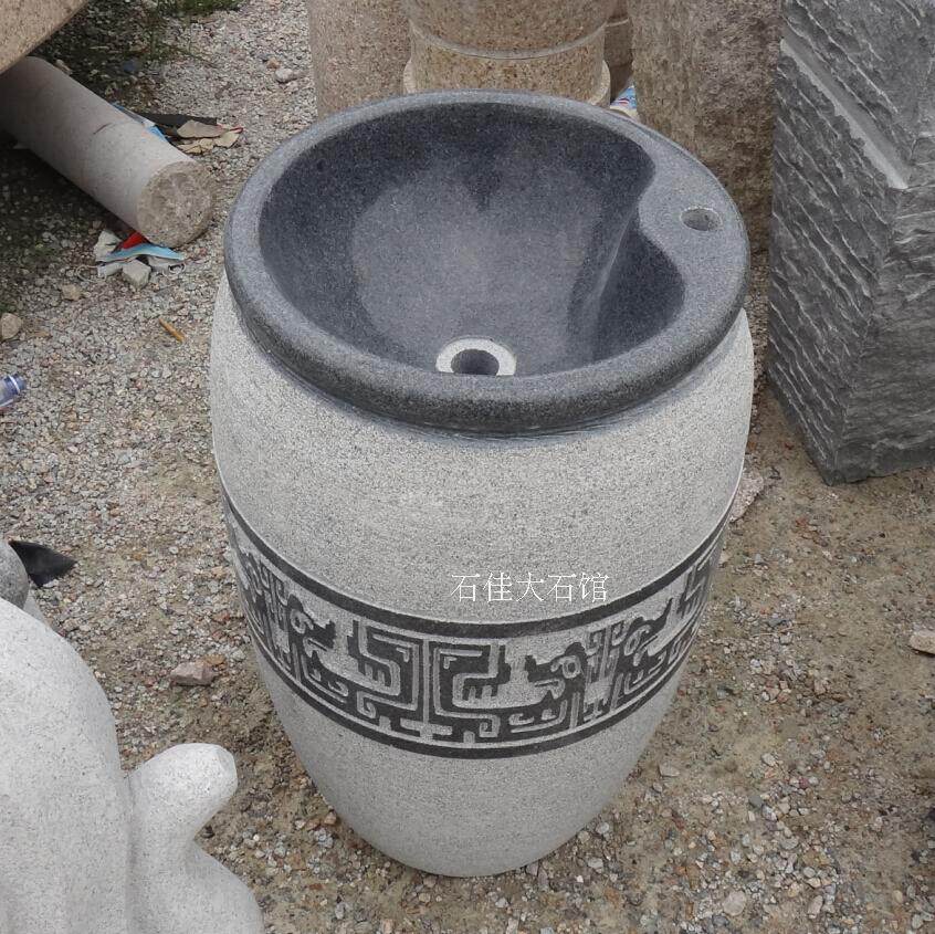 天然花岗岩落地式洗手台艺术浮雕