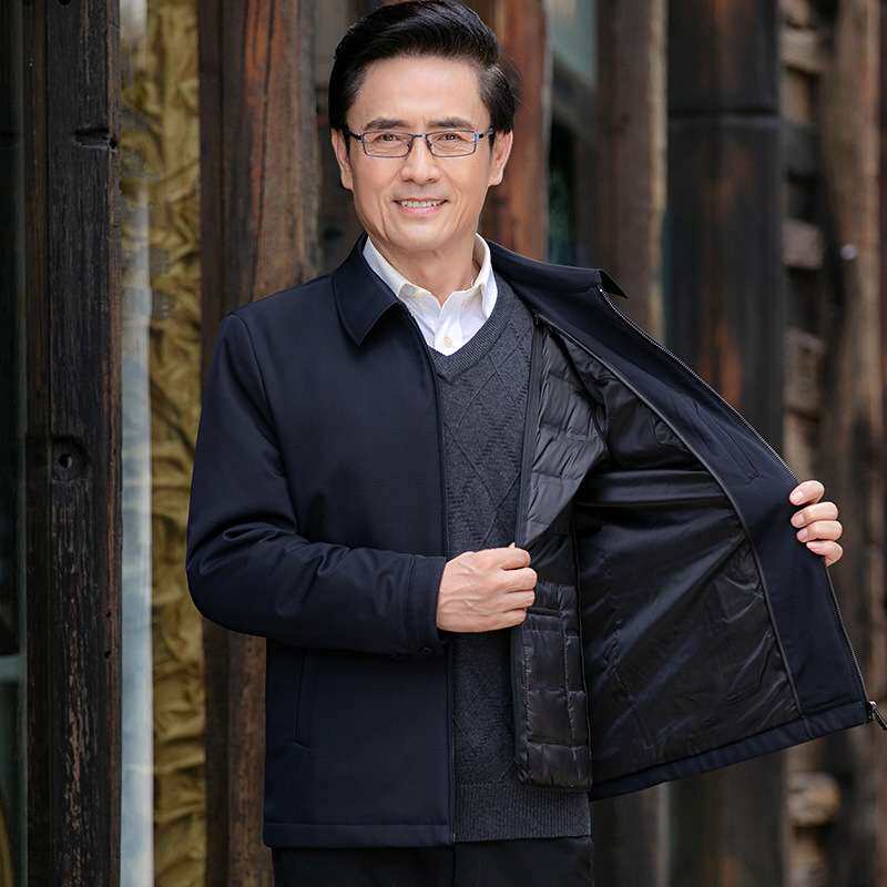 官方冬装外套可拆卸羽绒内胆加厚夹克中年男式羽绒服中老年上衣爸