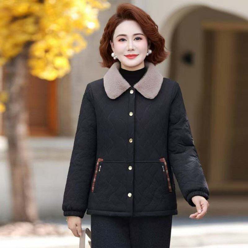 官方妈妈冬季棉衣加厚棉服加绒中老年女冬装外套洋气爆款时尚保暖