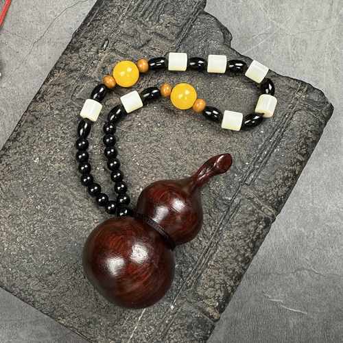 PD0675葫芦把件无礼盒挂件小葫芦紫檀原木雕刻小葫芦手把件