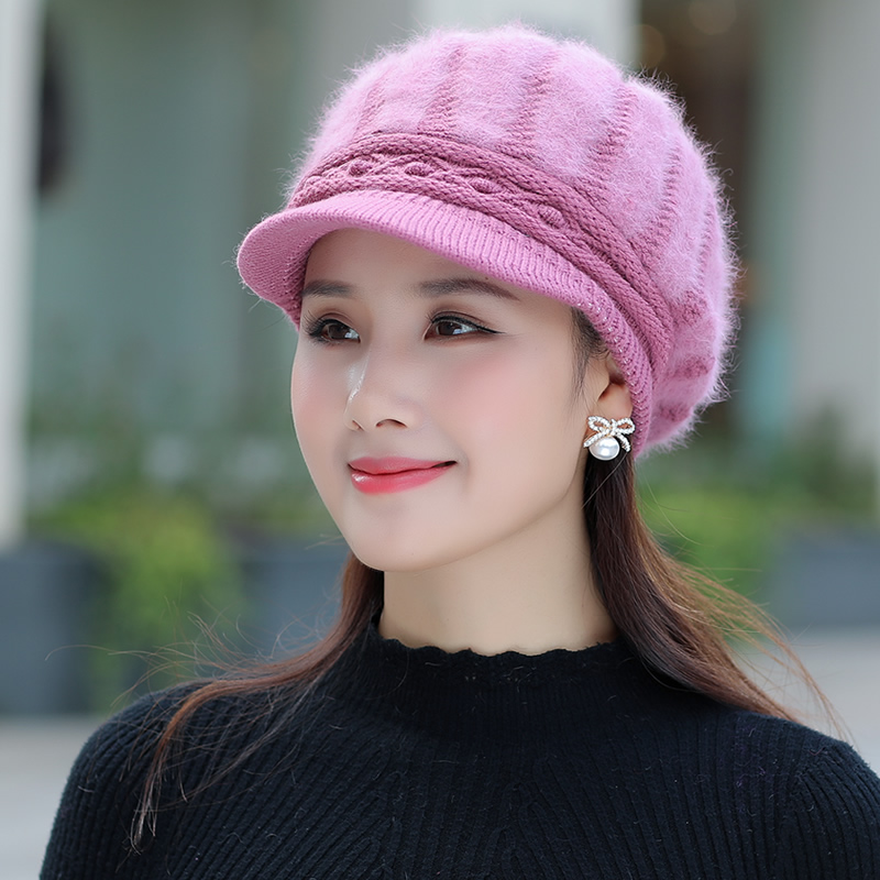 兔毛中老年帽子女冬天保暖加绒加厚秋冬百搭妈妈50岁洋气冬季护耳