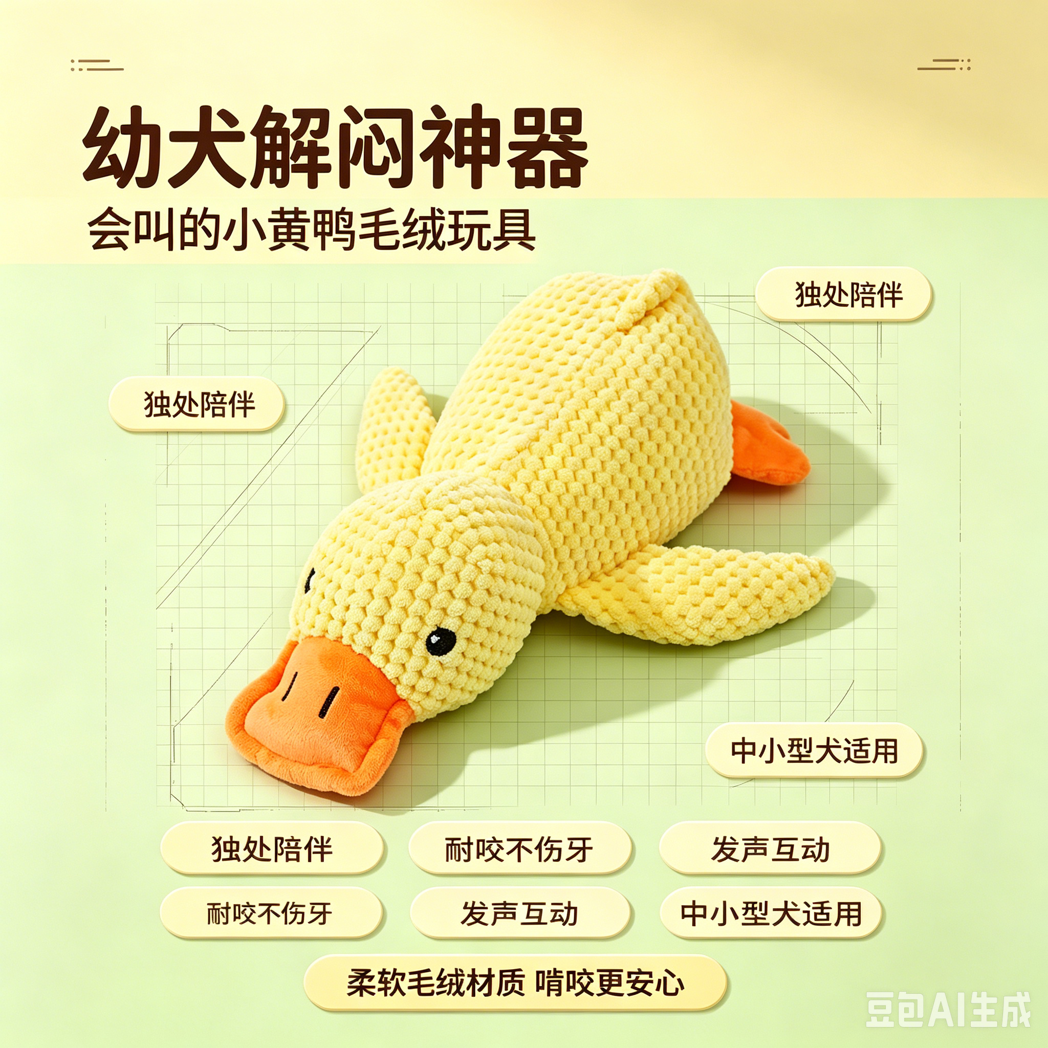 幼犬解闷发声耐咬毛绒小黄鸭玩具