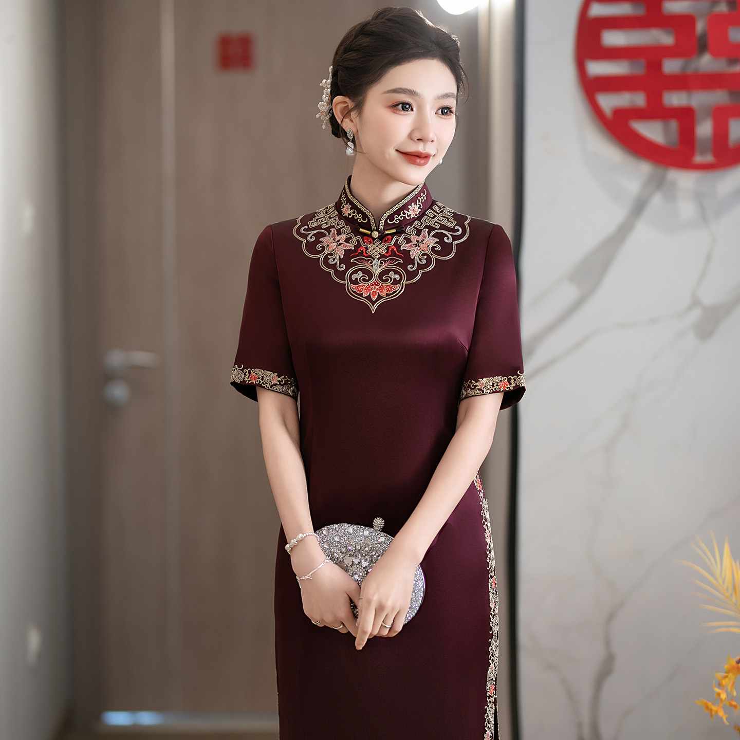 喜婆婆婚宴礼服2025新款高端旗袍