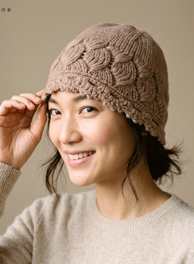 丹朴100%山羊绒针织保暖包头帽女