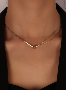 项链不掉色女式钛钢高级小众设计感轻奢百搭锁骨链男女通用禁欲风