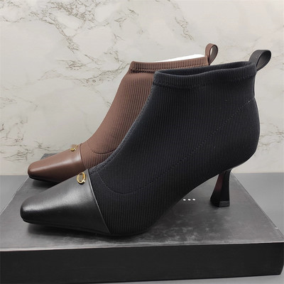 真皮细跟羊皮短靴加绒2025秋冬