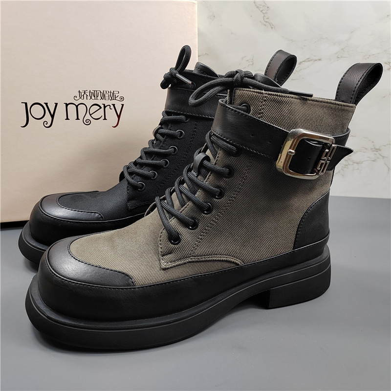 专柜正品内里真皮百搭系带马丁靴