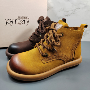 专柜正品头层牛皮马丁靴女2025冬季新款英伦风平底休闲系带短靴潮